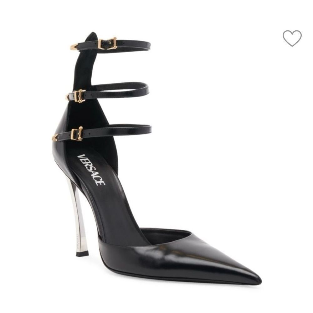 Versace Spiked Pin Point Pumps Black Women’s.